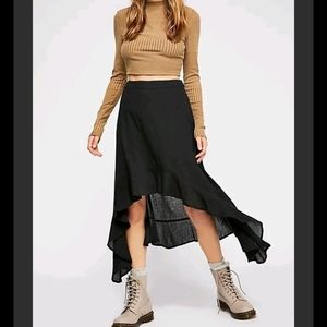 New Free People x KAS skirt gauze asymmetrical high low midi black large